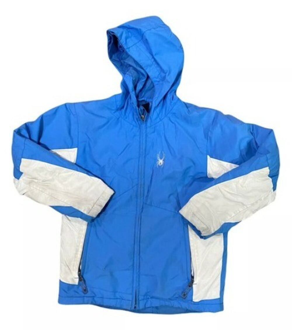 SPYDER Girls Winter Coat Blue & White 12 Ski Jacket Insulated READ